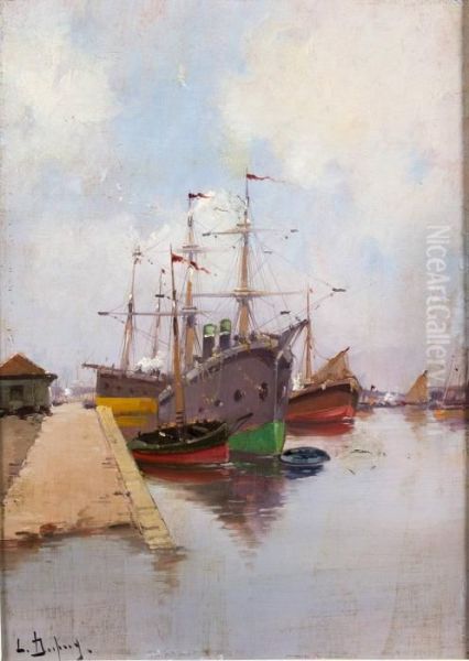 Bateaux Et Voiliers A Quai Oil Painting by Eugene Galien-Laloue