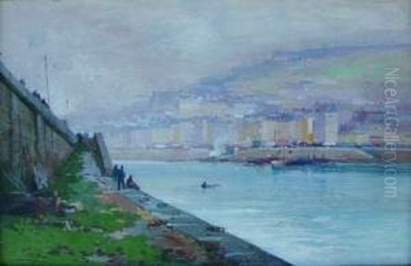 La Seine A La Sortie Deparis Oil Painting by Eugene Galien-Laloue