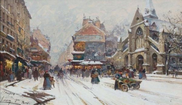 La Place Saint-medard Oil Painting by Eugene Galien-Laloue