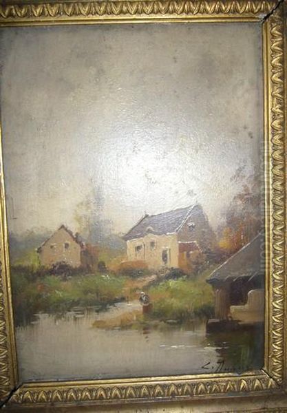 Maisonnette En Bord De Riviere Oil Painting by Eugene Galien-Laloue