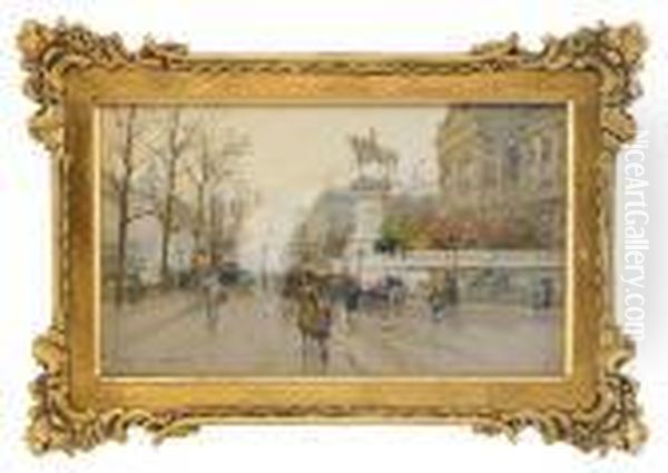 L'hotel De Ville - Paris Oil Painting by Eugene Galien-Laloue