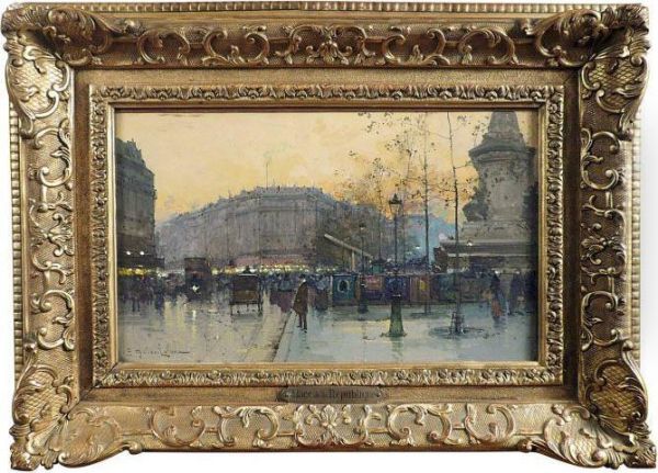 La Placede La Republique Oil Painting by Eugene Galien-Laloue