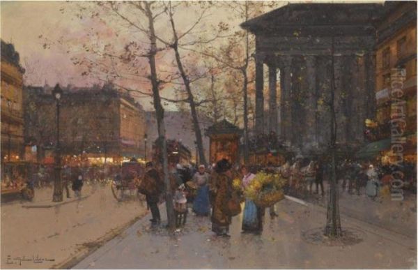 La Madeleine Oil Painting by Eugene Galien-Laloue