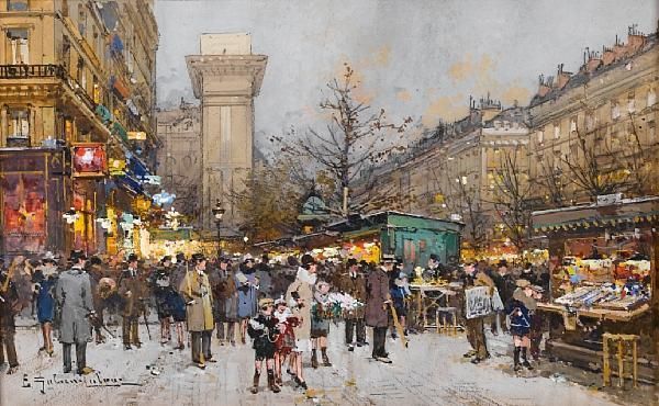 La Porte Saint-denis, Paris Oil Painting by Eugene Galien-Laloue