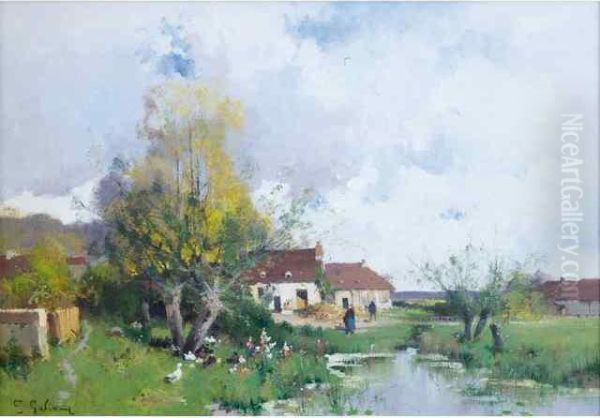 Ferme Et Poulailler Oil Painting by Eugene Galien-Laloue