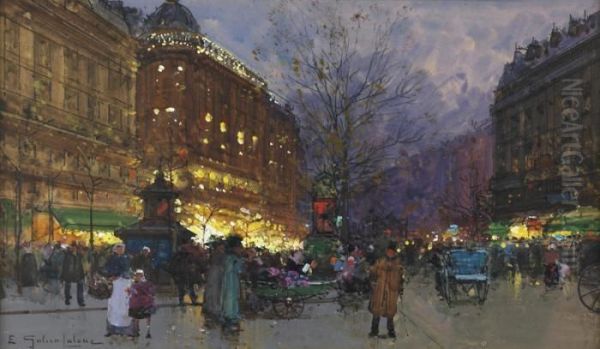 Les Grands Magasins Oil Painting by Eugene Galien-Laloue