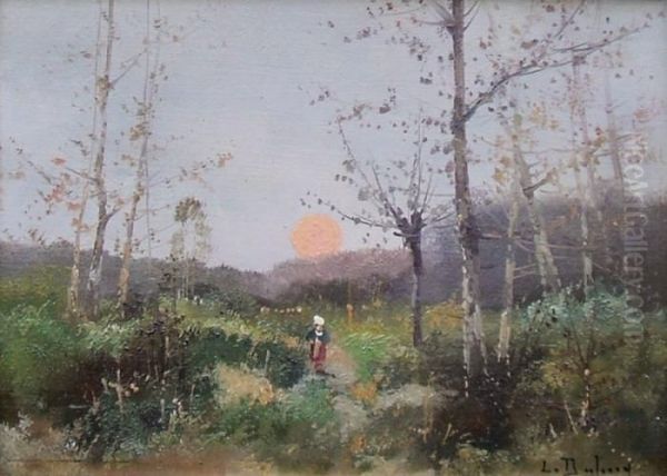 Femme Dans Un Paysage Au Coucher De Soleil Oil Painting by Eugene Galien-Laloue