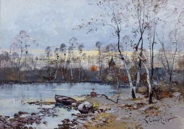 Paysage Normand A La Riviere Oil Painting by Eugene Galien-Laloue