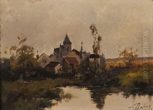 Chateau En Bord D'etang Oil Painting by Eugene Galien-Laloue