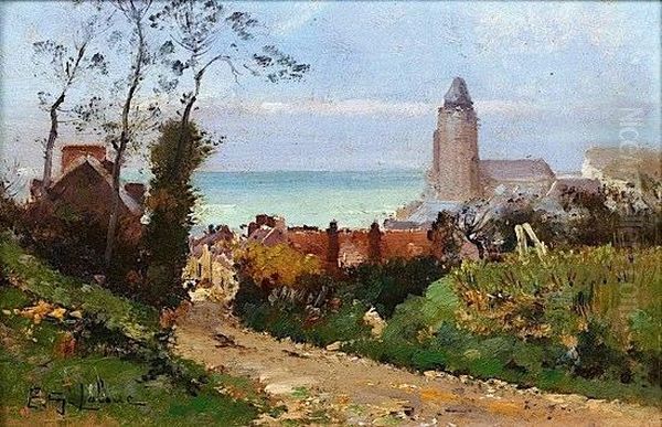 Vue Du Treport Oil Painting by Eugene Galien-Laloue