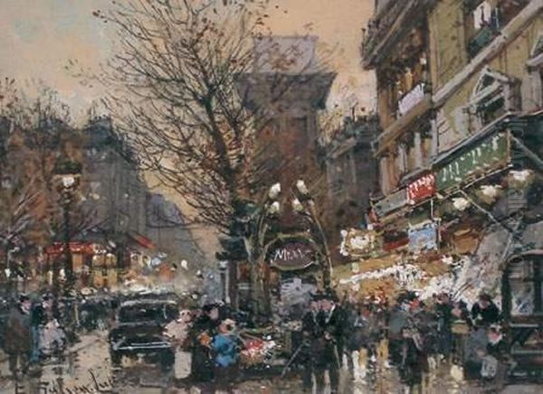 < La Porte St Denis >, Vers 1935 Oil Painting by Eugene Galien-Laloue