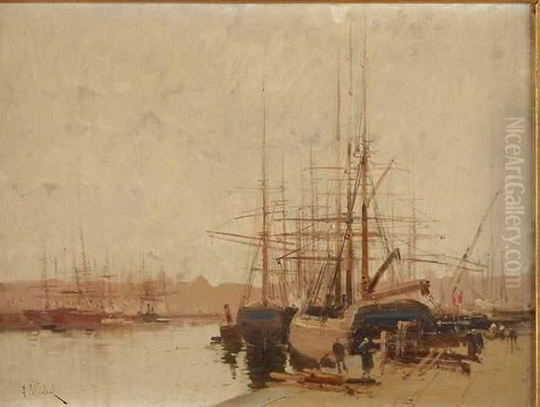 Voiliers Au Port Oil Painting by Eugene Galien-Laloue