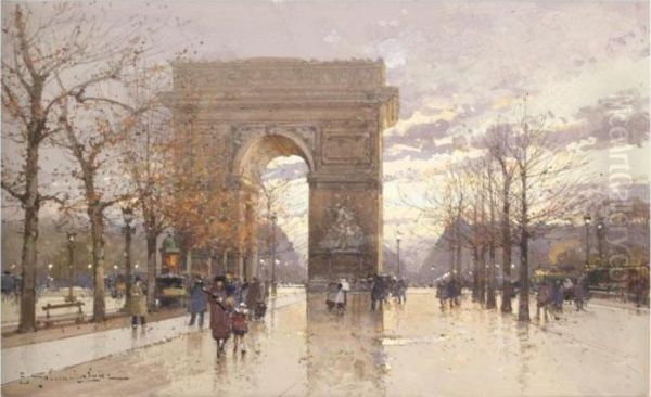 L'arc De Triomphe Oil Painting by Eugene Galien-Laloue