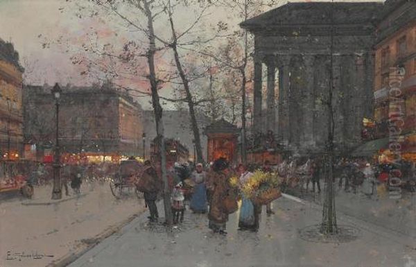 La Madeleine Oil Painting by Eugene Galien-Laloue