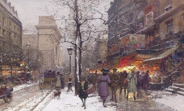 Porte Saint Denis Oil Painting by Eugene Galien-Laloue