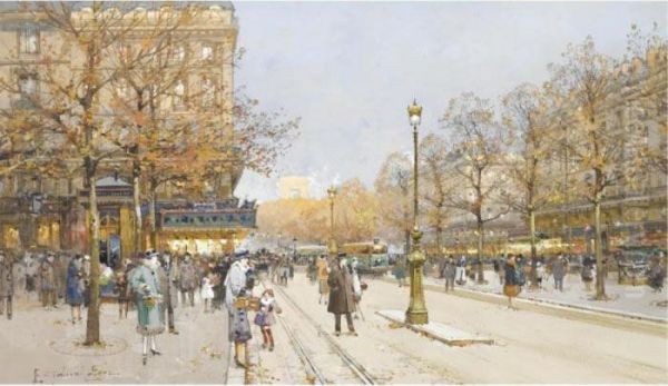 Les Champs Elysees Oil Painting by Eugene Galien-Laloue