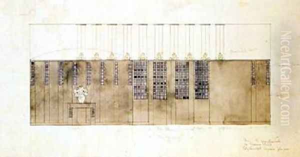 Design for a wall table and doors 1905 Oil Painting by Charles Rennie Mackintosh