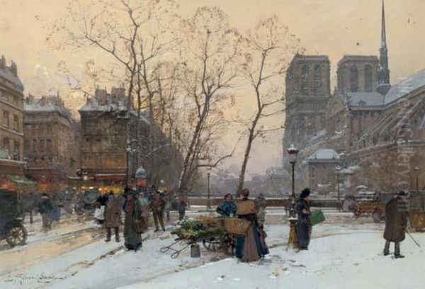 Notre-dame, Paris Oil Painting by Eugene Galien-Laloue