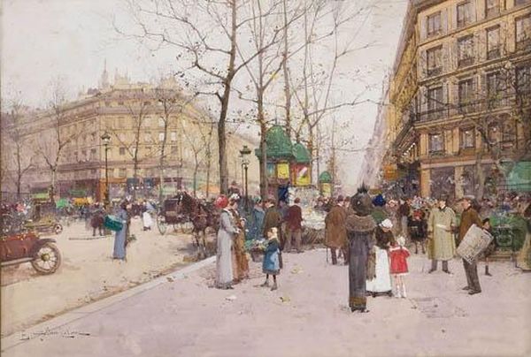 Elegantes Sur Les Grands Boulevards Parisiens Oil Painting by Eugene Galien-Laloue