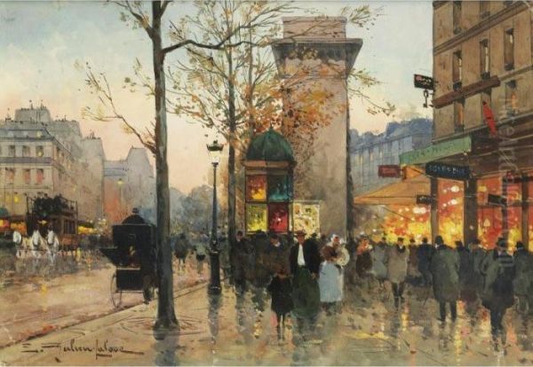 Animation Autour De La Porte 
Saint-denis [ ; Busy Boulevard By The Porte Saint-denis ; Gouache ; 
Signed Lower Left ; Executed Circa 1903 ; It Will Be Included In The 
Catalogue Raisonne Being Prepared By Noe Willer] Oil Painting by Eugene Galien-Laloue