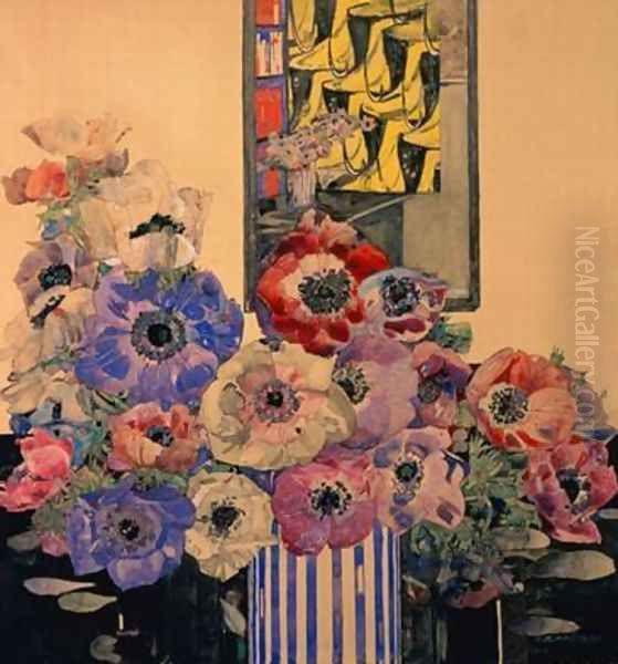 Still Life of Anemones Oil Painting by Charles Rennie Mackintosh