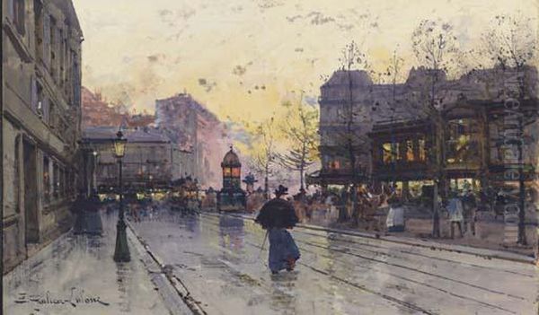 Paris Street Scene Oil Painting by Eugene Galien-Laloue