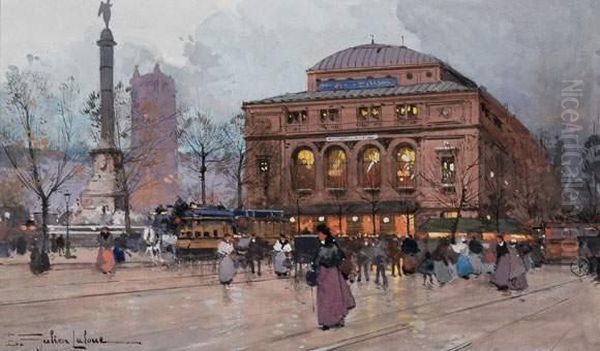 La Place Du Chatelet Oil Painting by Eugene Galien-Laloue