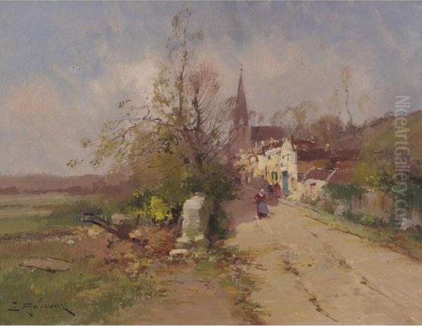 Country Road Oil Painting by Eugene Galien-Laloue