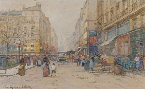 Property From A Distinguished Private Collection
 

 
 
 

 
 Market Place With A Blue Wagon Oil Painting by Eugene Galien-Laloue