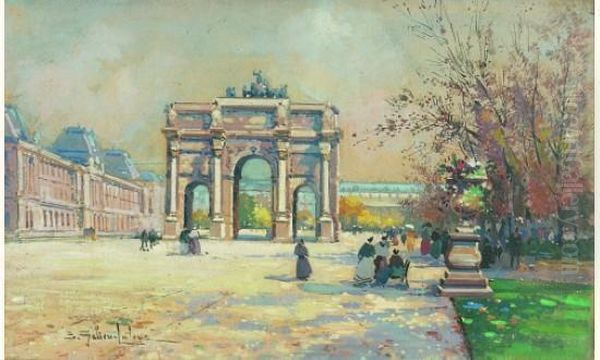 Le Louvre Oil Painting by Eugene Galien-Laloue