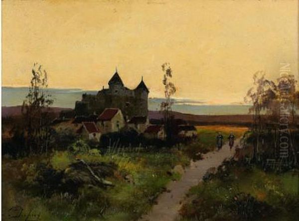 Chateau Au Bord D'un Chemin Oil Painting by Eugene Galien-Laloue