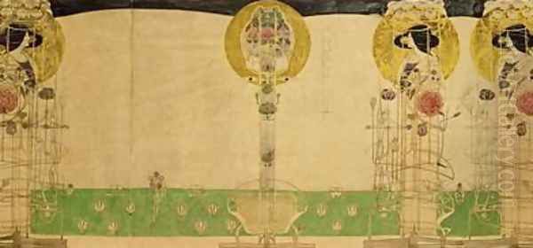 Preliminary design for Mural decoration of the first floor Room of Miss Cranstons Buchanan Street Tearooms Oil Painting by Charles Rennie Mackintosh