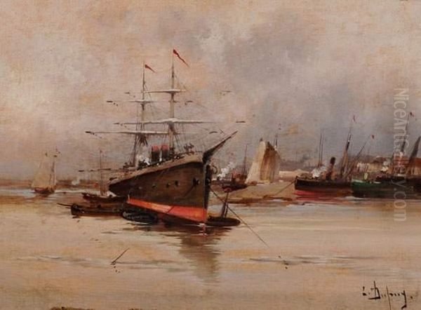 Bateaux Dans Un Port Oil Painting by Eugene Galien-Laloue