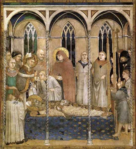 Burial Of St Martin (scene 10) Oil Painting by Simone Martini