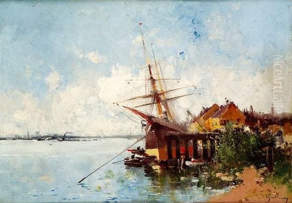 Le Port Oil Painting by Eugene Galien-Laloue