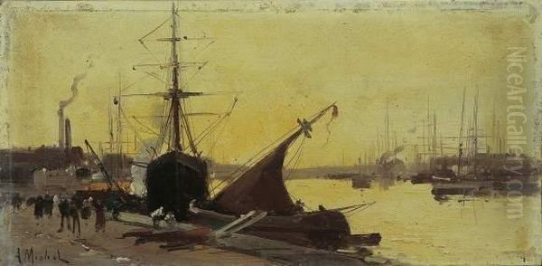 Vue D'un Port Oil Painting by Eugene Galien-Laloue