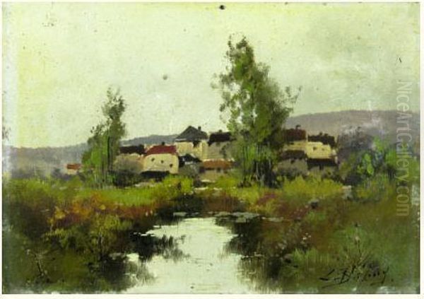 Village Aux Abords D'un Etang Oil Painting by Eugene Galien-Laloue