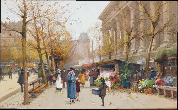 La Madeleine Oil Painting by Eugene Galien-Laloue