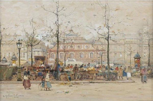 Market Place Oil Painting by Eugene Galien-Laloue