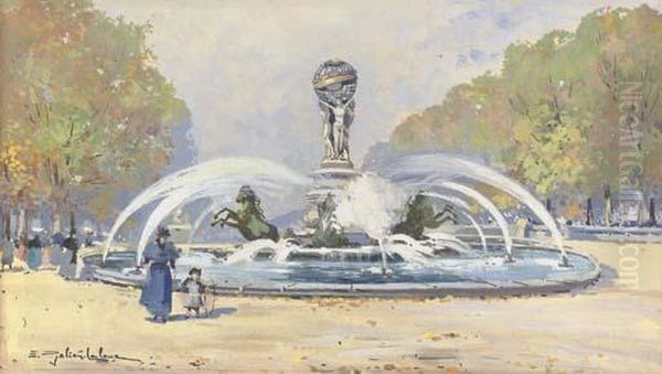 Fontaine Oil Painting by Eugene Galien-Laloue