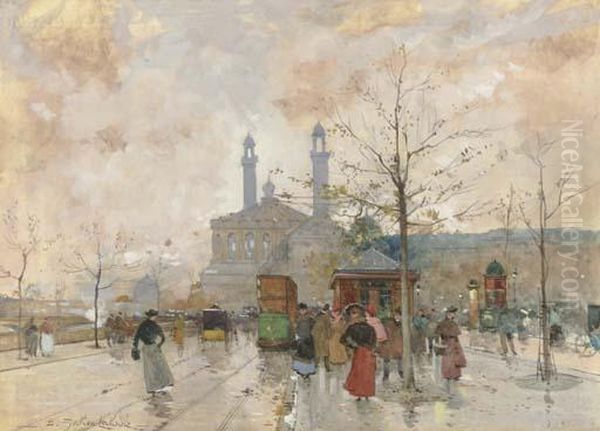 La Place Des Invalides Oil Painting by Eugene Galien-Laloue