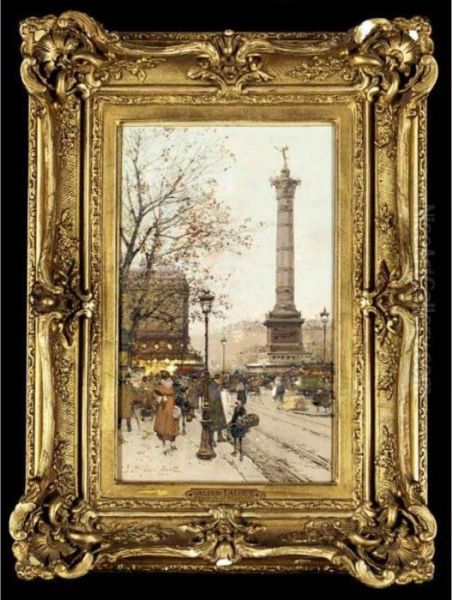 Boulevard De La Bonne Nouvelle, Bastille Oil Painting by Eugene Galien-Laloue