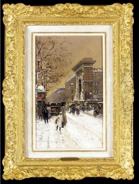 Porte St. Denis Oil Painting by Eugene Galien-Laloue