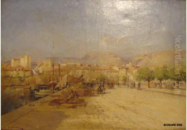 Le Port De Toulon Oil Painting by Eugene Galien-Laloue