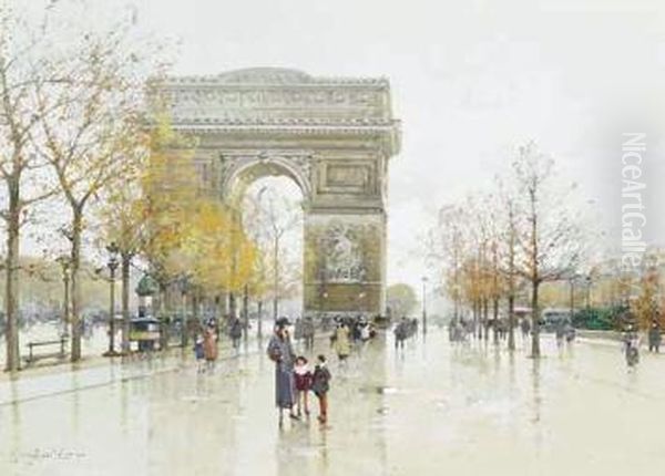 L'arc De Triomphe Oil Painting by Eugene Galien-Laloue