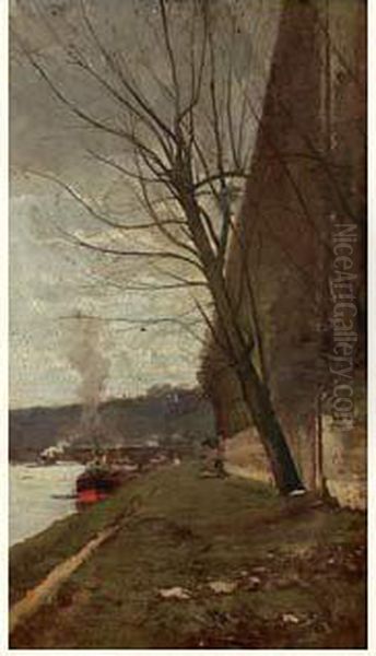 Bords De Seine Oil Painting by Eugene Galien-Laloue