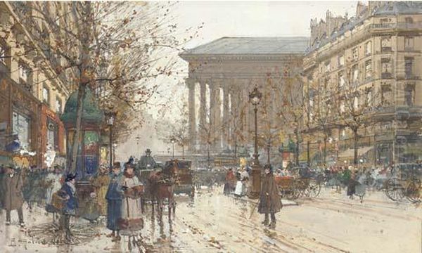 La Madeleine, Paris Oil Painting by Eugene Galien-Laloue