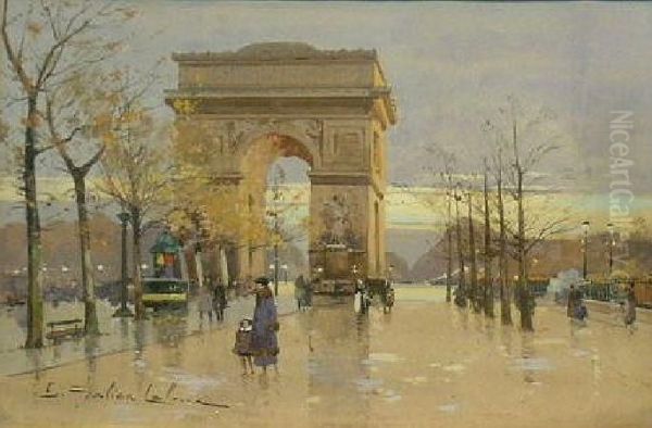 Place De L'etoile, Apres La Pluie Oil Painting by Eugene Galien-Laloue