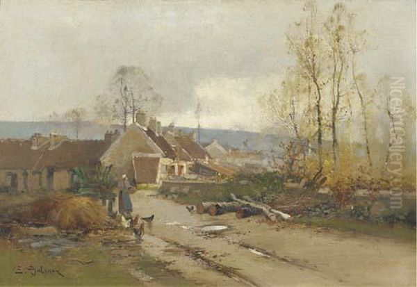 Autumn: On The Outskirts Of A Village Oil Painting by Eugene Galien-Laloue