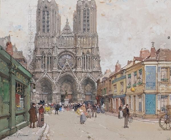 Notre-dame Oil Painting by Eugene Galien-Laloue